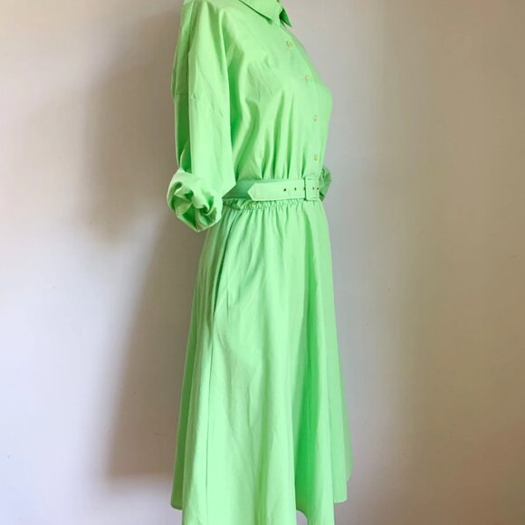 Classy Vintage Lime Green Shirt Dress Flattering, Fun, Compliments All Day! - Picture 2 of 5